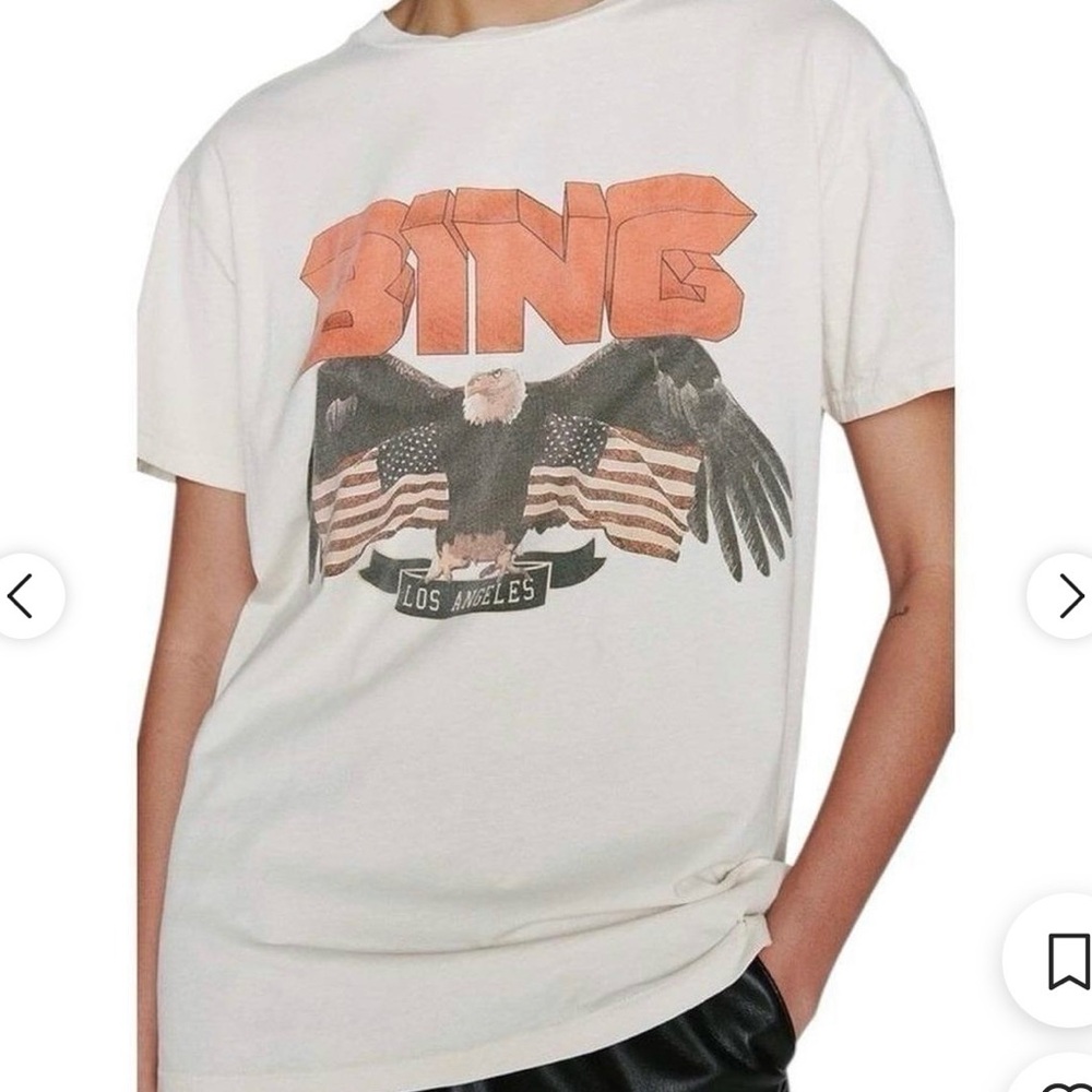 Anine Bing Logo Graphic eagle flag tee shirt - Size L in Ivory Coast